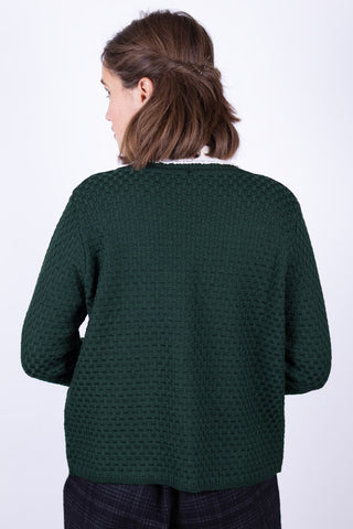 1920s style Open-front knit jacket - Dark green - Irma