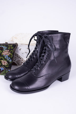 1900s / 1910s Edwardian teenage lace-up boots - black - Josephine