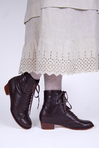 1900s / 1910s Edwardian teenage lace-up boots - brown - Josephine