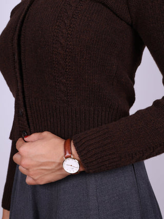 Cute and feminine cable knit 1940s cardigan - Merino - Brown - Astrid - memery