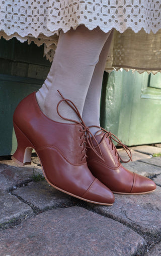 Edwardian Oxford shoe with pompadour heel - 1900 - Brown - Bertha - memery