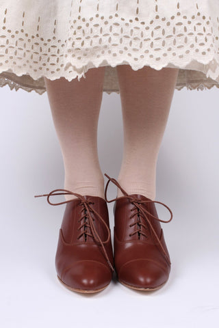 Edwardian style Oxford shoe with pompadour heel - 1900 - 1920 - Brown - Bertha - memery