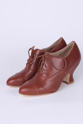 Edwardian style Oxford shoe with pompadour heel - 1900 - 1920 - Brown - Bertha - memery