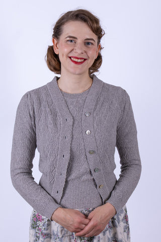 1940s / 1950s style short-sleeved pullover - Grey Melange - Evelyn