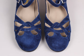 Everyday 1930s /1940s style suede sandals - Navy blue - Ida - memery