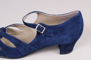 Everyday 1930s /1940s style suede sandals - Navy blue - Ida - memery