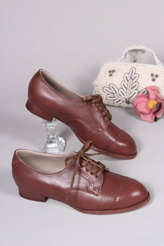 Everyday flat Derby shoes - 40s - Brown - Eleanor - memery