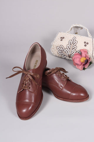 Everyday flat Derby shoes - 40s - Brown - Eleanor - memery