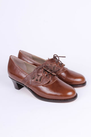 Everyday walking Oxford shoes 30s / 40s - Nougat Brown - Emily - memery