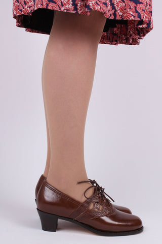 Everyday walking Oxford shoes 30s / 40s - Nougat Brown - Emily - memery