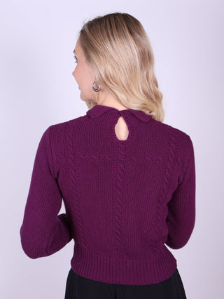 Feminine 1940s vintage style pullover - Purple - Gertrud - memery
