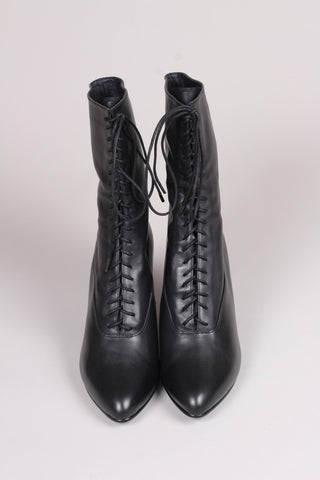 Feminine soft Edwardian boot with pompadour heel, 1900 - 1915 - Black - Rose - memery