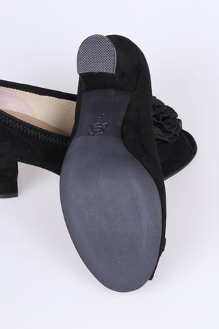 Late 1930s everyday suede pumps with rosetta, black, Jean - memery