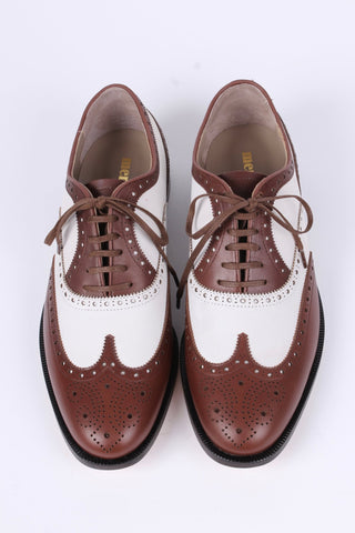 Men's 1930s - style spectator shoe - dark brown / off - white - Charles - memery