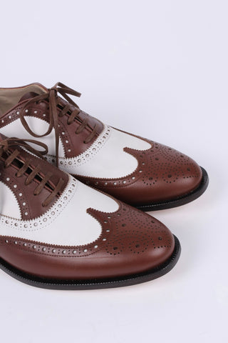 Men's 1930s - style spectator shoe - dark brown / off - white - Charles - memery