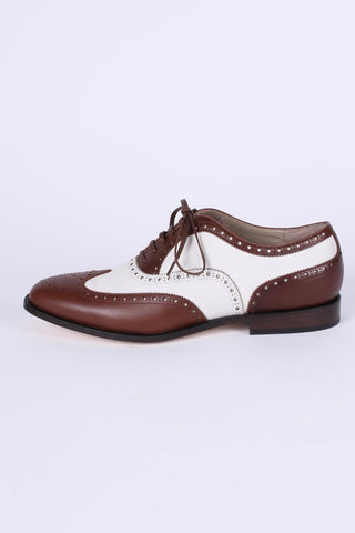 Men's 1930s - style spectator shoe - dark brown / off - white - Charles - memery