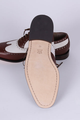 Men's 1930s - style spectator shoe - dark brown / off - white - Charles - memery