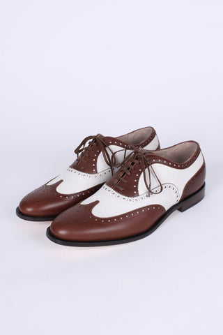 Men's 1930s - style spectator shoe - dark brown / off - white - Charles - memery