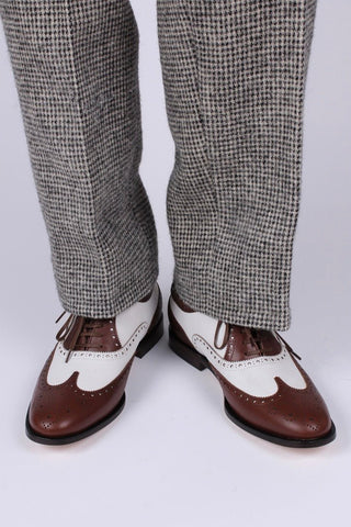 Men's 1930s - style spectator shoe - dark brown / off - white - Charles - memery