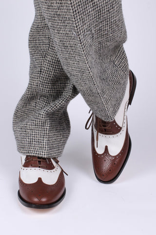 Men's 1930s - style spectator shoe - dark brown / off - white - Charles - memery