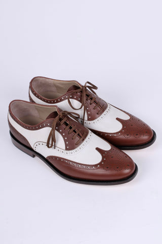 Men's 1930s - style spectator shoe - dark brown / off - white - Charles - memery