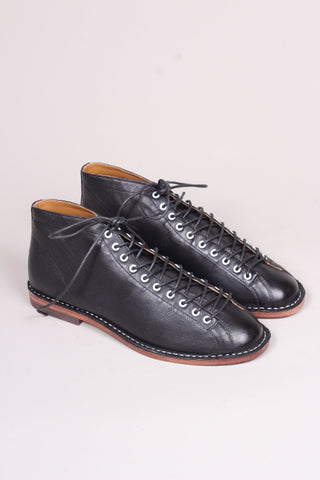 Men's 20s / 30s style athletic/sports leather shoe - Black - Peter - memery