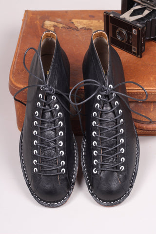 Men's 20s / 30s style athletic/sports leather shoe - Black - Peter - memery