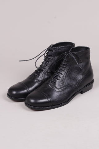 Men's late 20s / 30s style everyday leather ankle boot - Black - Tom - memery