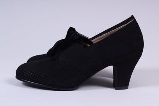 VEGAN shoes - 40s vintage style pumps with shoe lace - Black - Esther - memery