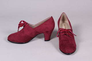 VEGAN shoes - 40s vintage style pumps with shoe lace - Red - Esther - memery