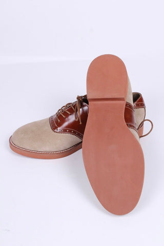 Women's 1950s style oxford saddle shoe - Cognac/Sand - Elliot - memery