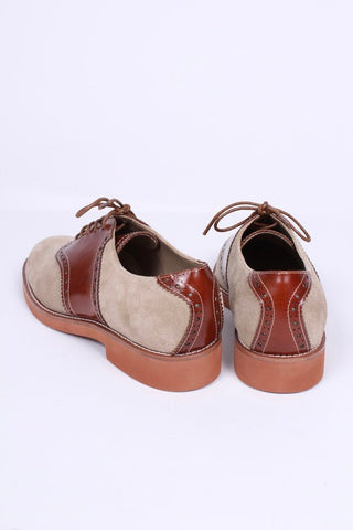 Women's 1950s style oxford saddle shoe - Cognac/Sand - Elliot - memery