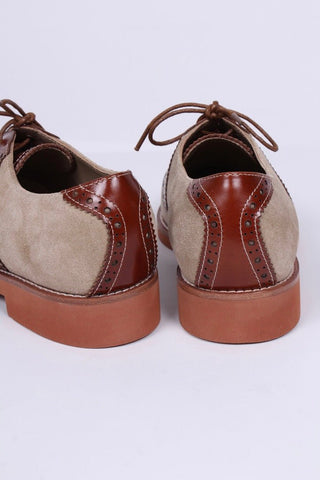 Women's 1950s style oxford saddle shoe - Cognac/Sand - Elliot - memery